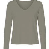 Vanya Slub V-Neck Long Sleeve Tee | Vetiver