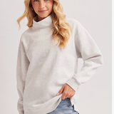 Oversized Mock Neck Pullover Sweatshirt