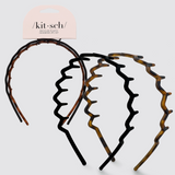 Kitsch Zig Zag Headband 2-Piece Set | Black & Tortoise