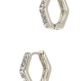 Hexagon Huggie Hinged Hoop Earrings