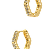 Hexagon Huggie Hinged Hoop Earrings