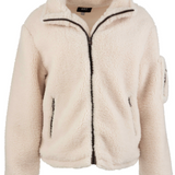 Ophelia Faux Shearling Jacket with Buckle Straps | Cream