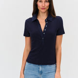 Simone Ribbed Polo | Navy