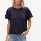 Erin Shoulder Button Tee | Navy