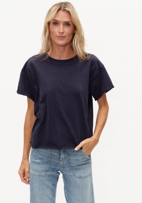 Erin Shoulder Button Tee | Navy