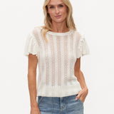Meadow Flutter Sleeve Top | Ivory