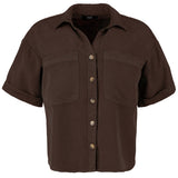 Brianna Boxy Fit Button Down | Chocolate