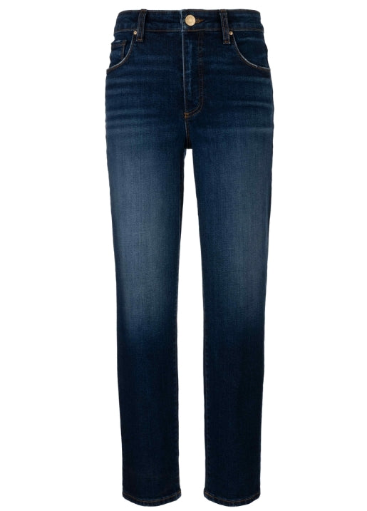 Medium Dark Wash Jeans with Straight Leg.