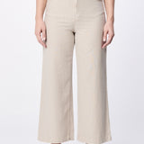 Audrey High Rise Cropped Wide Leg Linen Pants | Stone