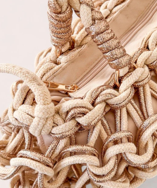 Paris Woven Handbag | Rose Gold