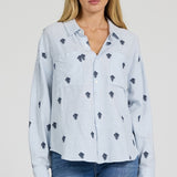 Adrianna Embroidered Button Shirt | Blue Rama