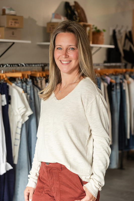 Vanya Long Sleeve Tee - Whitecap Gray