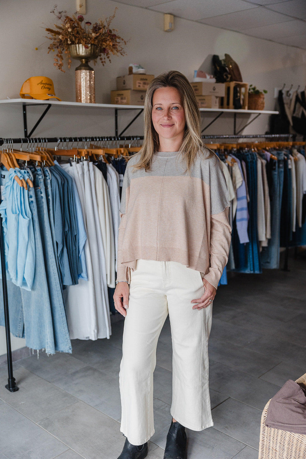 Audrey Wide Leg Jeans - Wheat