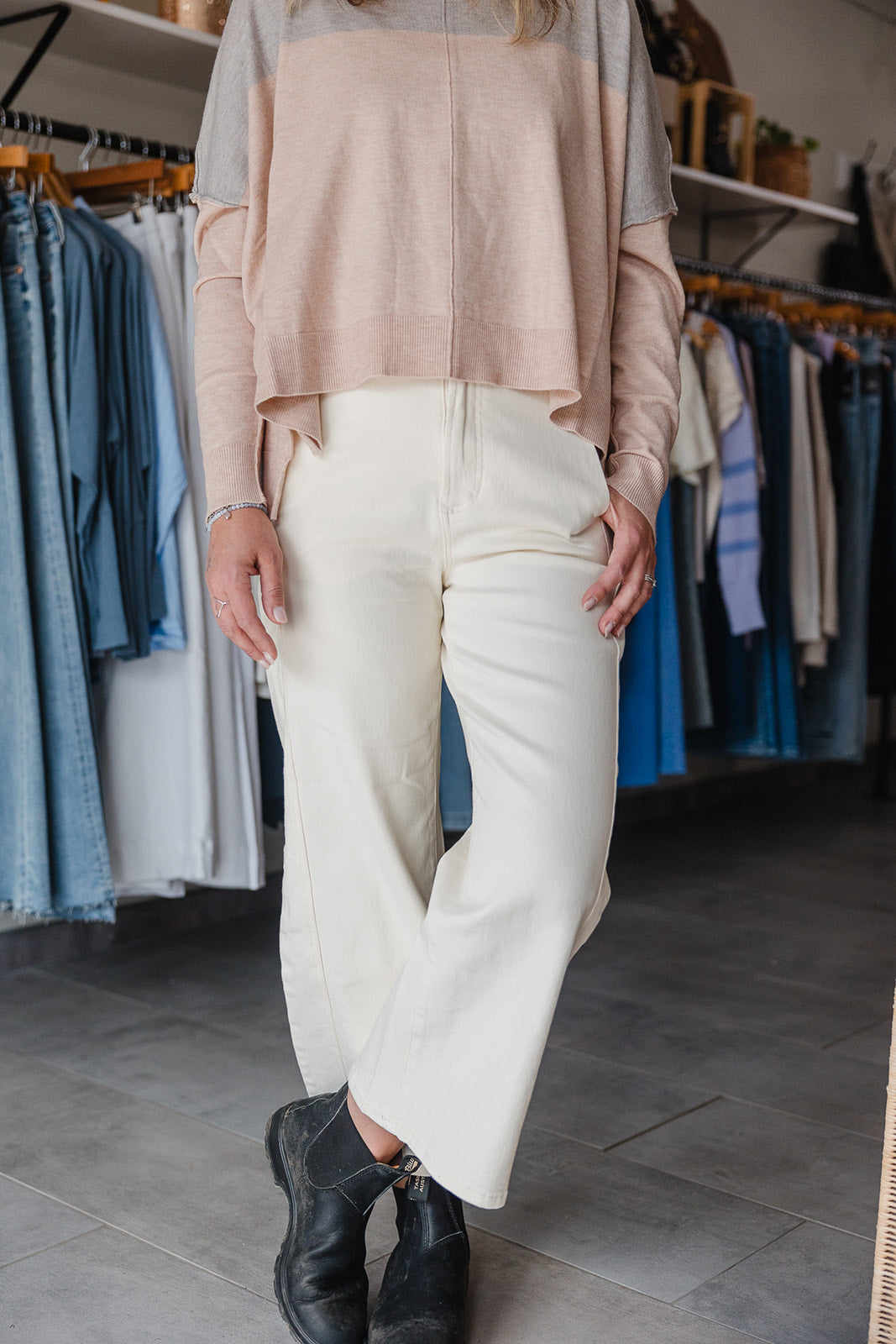 Audrey Wide Leg Jeans - Wheat