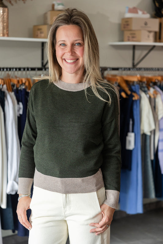 Dylan Crew Neck Sweater - Olive