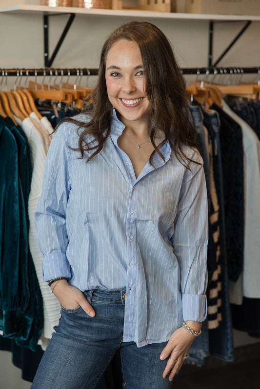 Lolita Long Sleeve Boyfriend Fit Shirt - Skyway