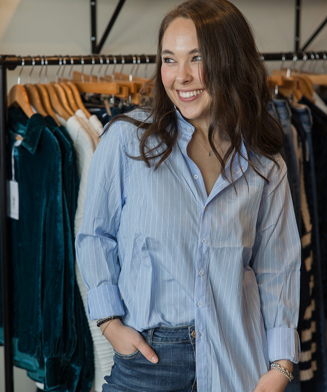 Lolita Long Sleeve Boyfriend Fit Shirt - Skyway