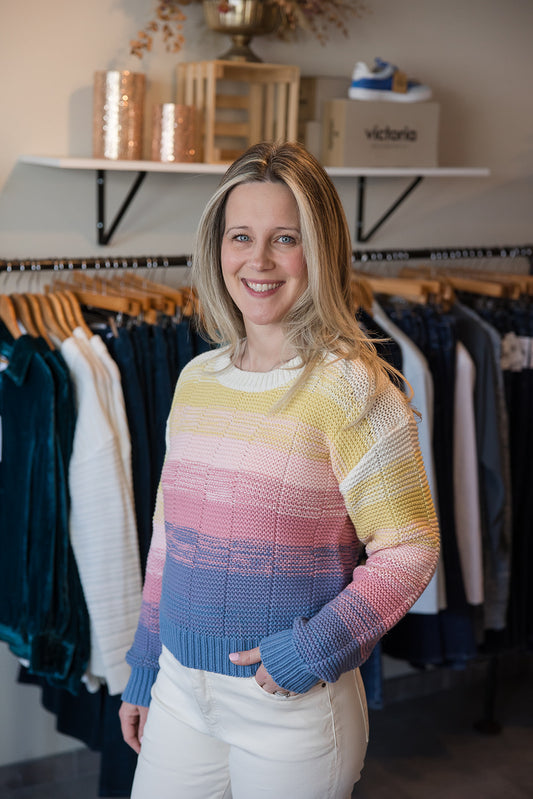Jacee Ombre Crochet Sweater - Sunset Melange