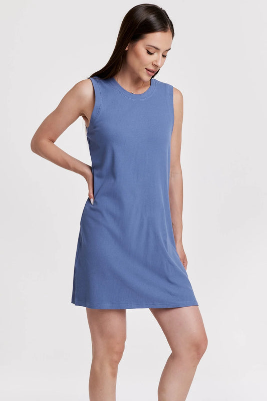 Justine Rib Dress - Stormy Blue
