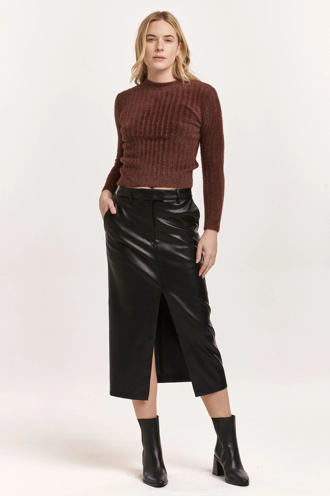 Sia Ballerina Length Skirt - Vegan Leather image 0