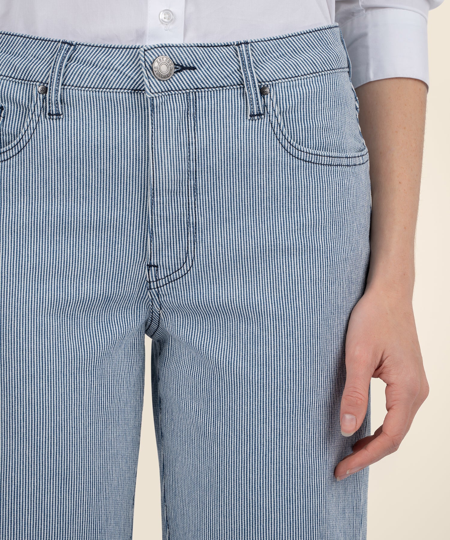 Fay High Rise Straight Legs - Railroad Stripe image 1