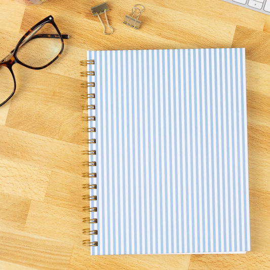 Hardcover Spiral Bound Notebook | Blue Stripes