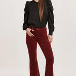 Rosa Mid Rise Full Inseam Flare Pants - Burgundy Velveteen image 0