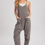 V-Neck Onesie Jumpsuit with Pockets | Ash Grey