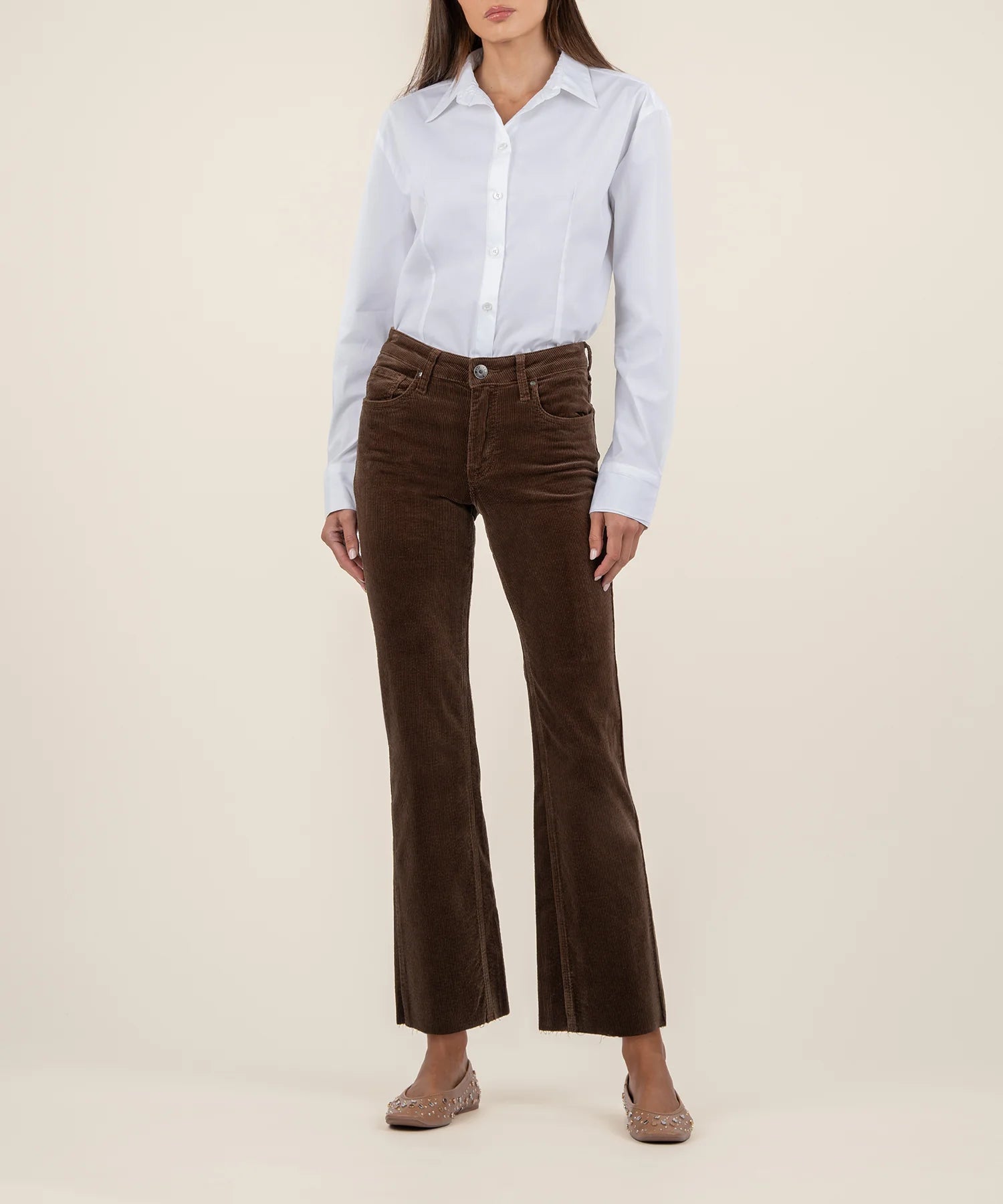Kelsey Corduroy Ankle Flare - Brown image 1