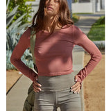 Seamless Ribbed Crop Top | Dusty Red