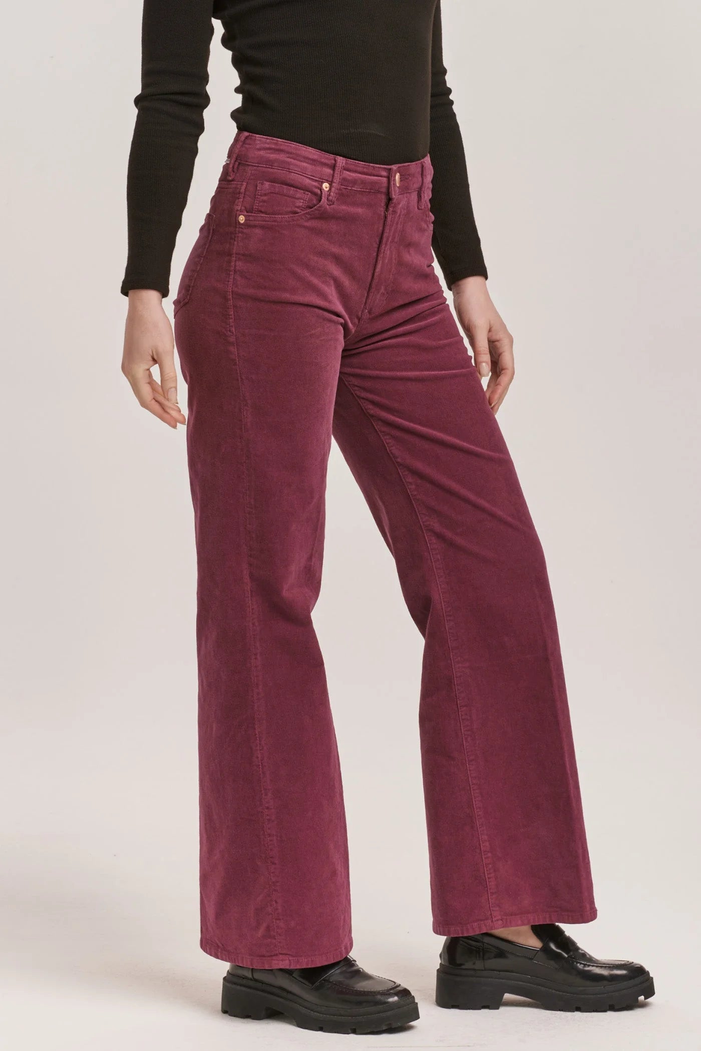Fiona High Rise Wide Leg Pants - Plum Berry Corduroys image 0