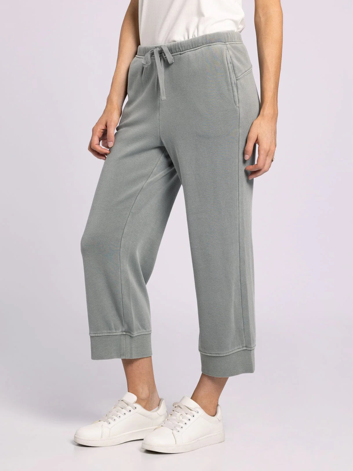 Canton Cropped Drawstring Pants – Forest Fog