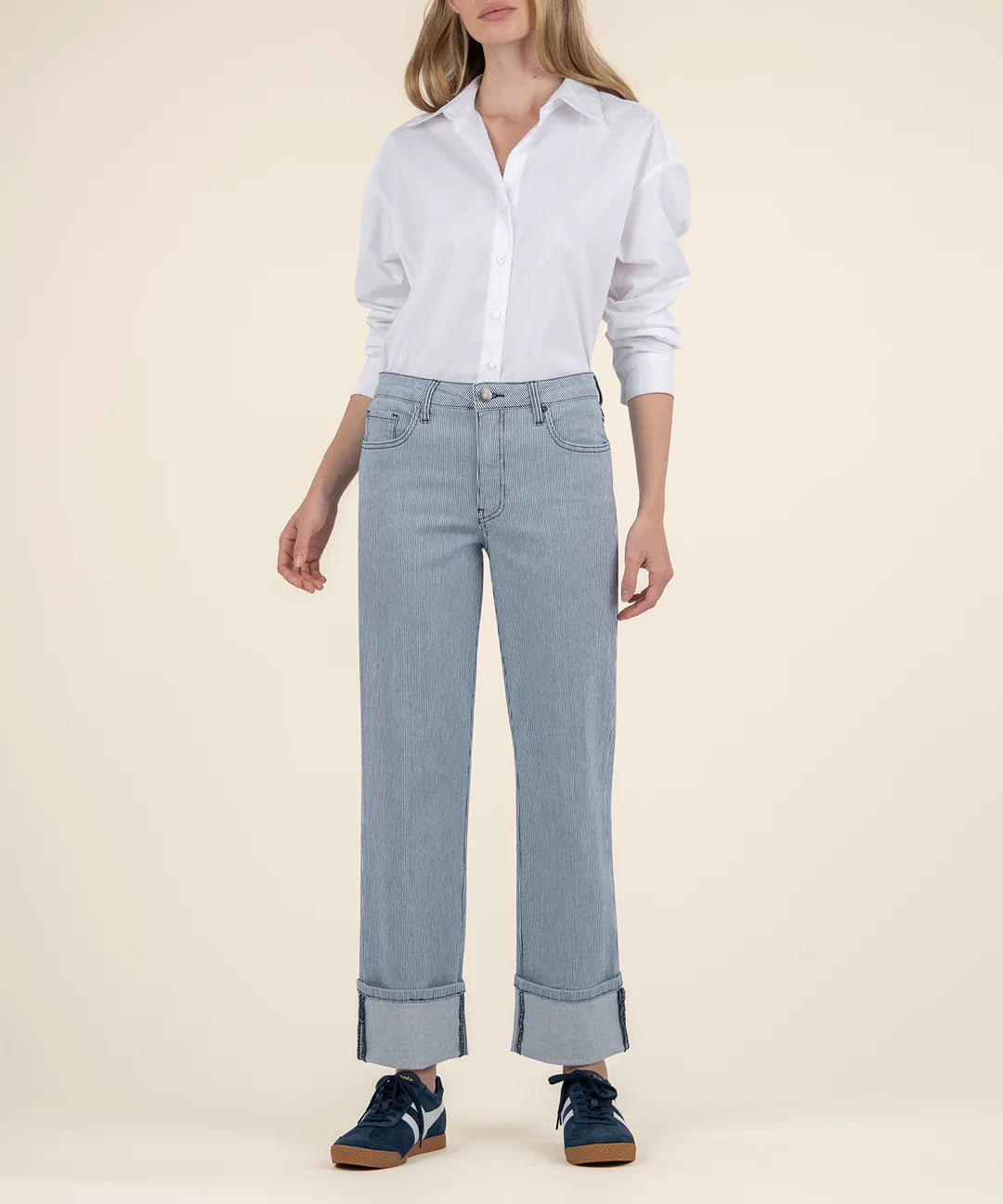 Fay High Rise Straight Legs - Railroad Stripe image 0