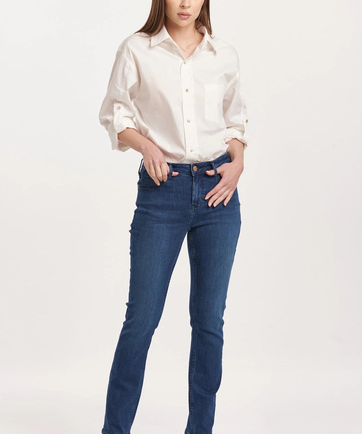 Blaire Mid Rise Slim Straight Jeans - Violet Blue image 0