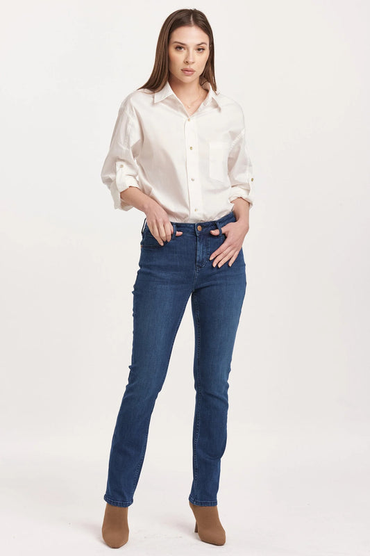 Blaire Mid Rise Slim Straight Jeans - Violet Blue image 0