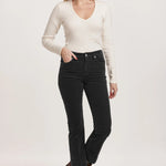 Jeanne Mid Rise Cropped Flare Pants - Black Corduroy image 0