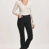 Jeanne Mid Rise Cropped Flare Pants - Black Corduroy image 0