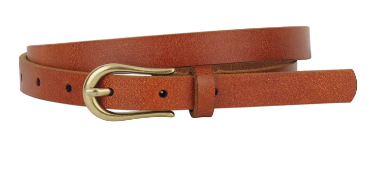 Basic Skinny Leather Belt with Equestrian Buckle image 0