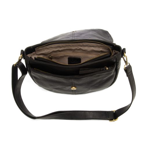 Selma Saddle Crossbody Bag | Black
