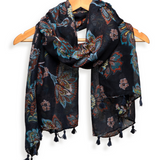Navy Autumnal Floral Scarf