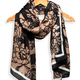 Black Grand Mums Stencil Scarf