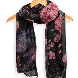 Black Rose Blossoms Scarf