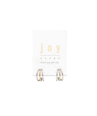 Mixed Metal Triple Ring Hoop Earrings