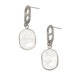 Silver Clear Quartz Dangle Post Earrings