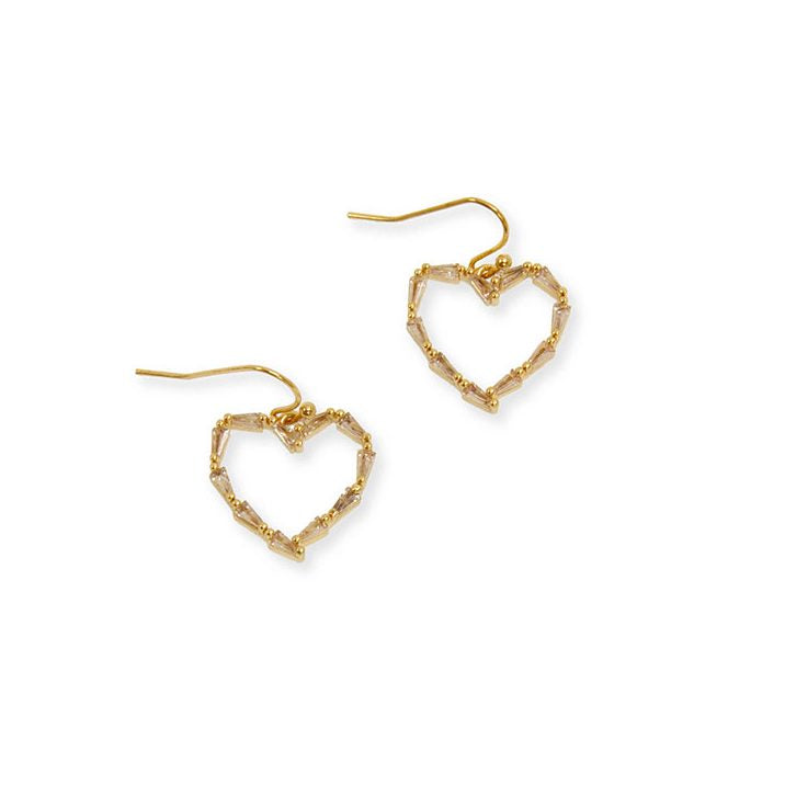 Gold Crystal Heart Fishook Earrings image 0