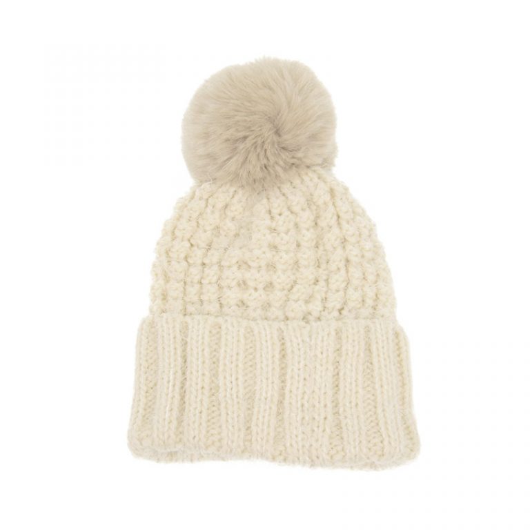 Waffle Knit Pom Pom Hat image 1