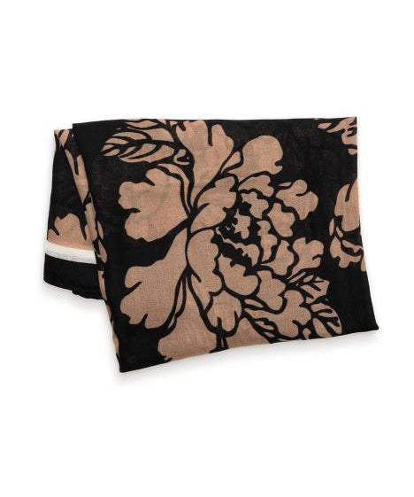 Black Grand Mums Stencil Scarf