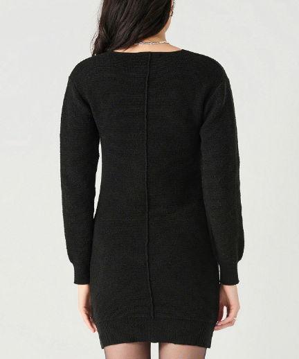 Ribbed V-Neck Sweater Dress image 1