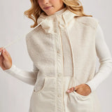 Sherpa Fleece Hooded Vest | Ecru
