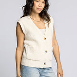Emma Short Sleeve Cardigan - Vintage White
